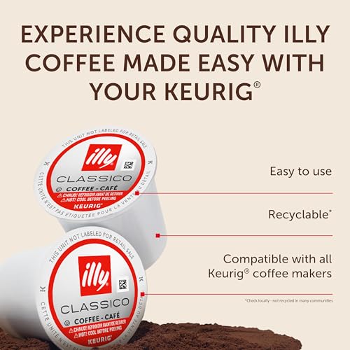 Image of illy Coffee K Cup Pods, Classico Medium Roast, 10 Count, 12 Pack | Keurig Coffee Pods & Capsules, 100% Arabica, Premium Italian Coffee