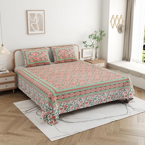 Image of Skin Friendly bedsheet Double Size Bed Cotton bedsheets for Double Size Bed, 1 Double Size bedsheet Cotton with Pillow Cover Set of 2 | 240 TC Soft Bed Sheet Double Size