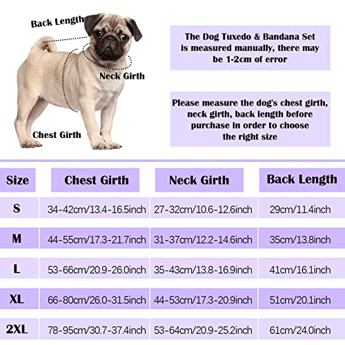 Dog Tuxedo Dog Outfit With 3Pcs Bow Tie Collar And Bandana Set, Dog Wedding Suit Costume, Dog Formal Wedding Attire Pet Party Birthday Tux For Small Medium Large Dogs Boy #TOP5