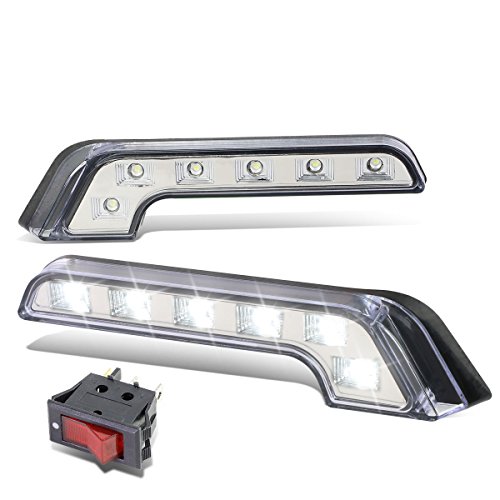 Auto Dynasty Universal L-Shape 6 LED Front Bumper Exterior Accent Light/Grille Fog Light/Lamp/bar + Switch (Clear Lens)