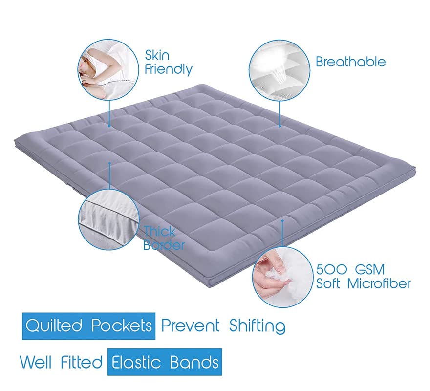 Image of Rajasthan Crafts Ultra Soft Microfiber Mattress Topper /Padding (Single Bed (36inch x 78inch), Grey)