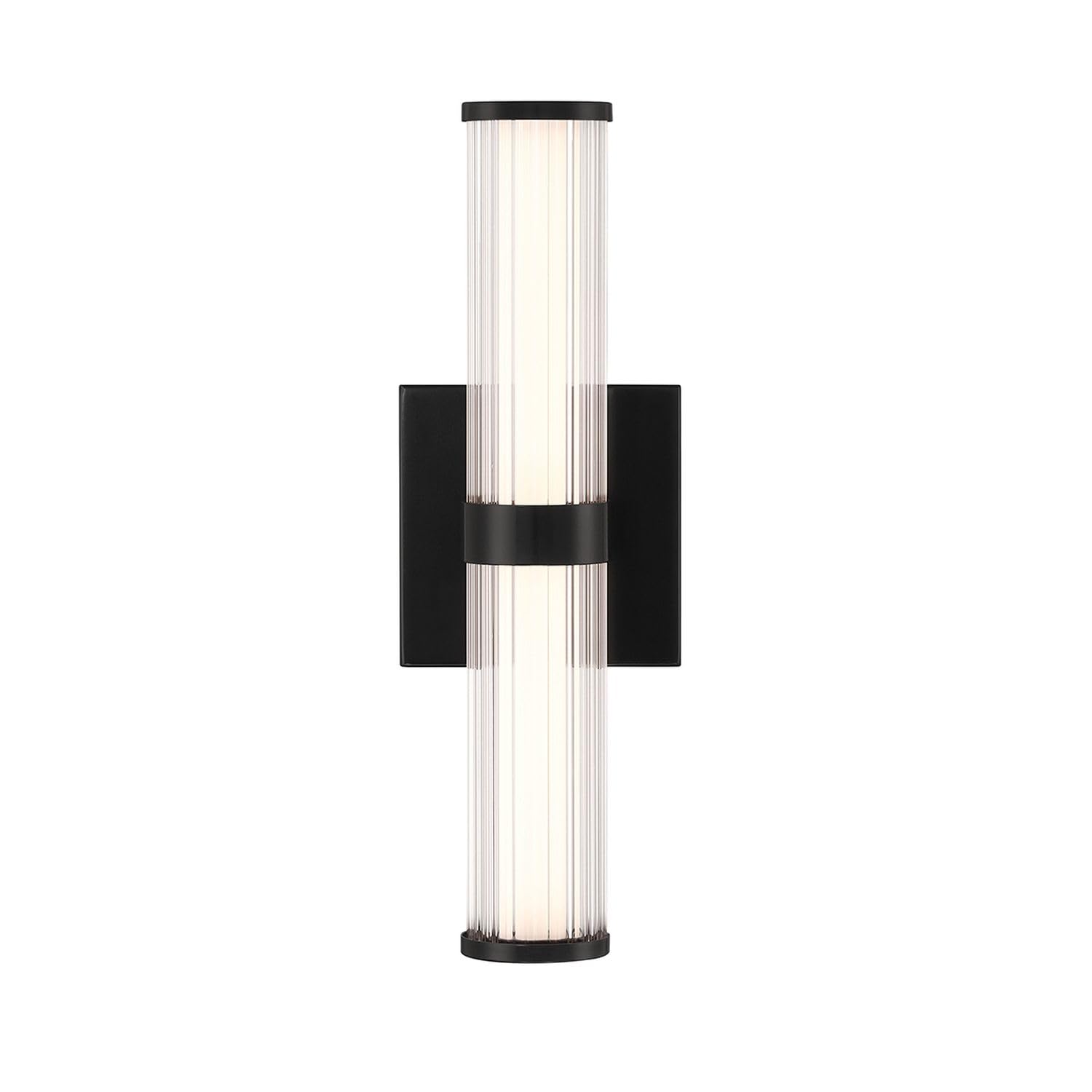 Licht-Erlebnisse LED Wandleuchte Bad IP44 35.5 cm hoch Schwarz Glas Metall 3000 K 985 lm Vintage Design Badezimmerleuchte Wandlampe Spiegel