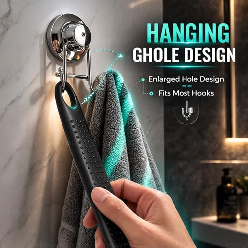 Image of Episkey Soft Silicone Back Scrubber Shower Bath Brush with Long Handle | Flexible Bristles for Smooth Skin | Exfoliating Brush | Body Scrubber for Women, Men & Boys| for Body Wash & Bathing