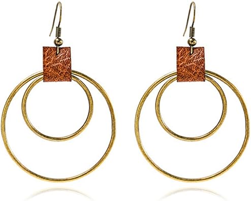 ANXIN STORE Boho Retro Exaggerated Oval Openwork Ethnic Earrings Fashion Creative Silver Plated Earrings For Women Jewelry Gifts