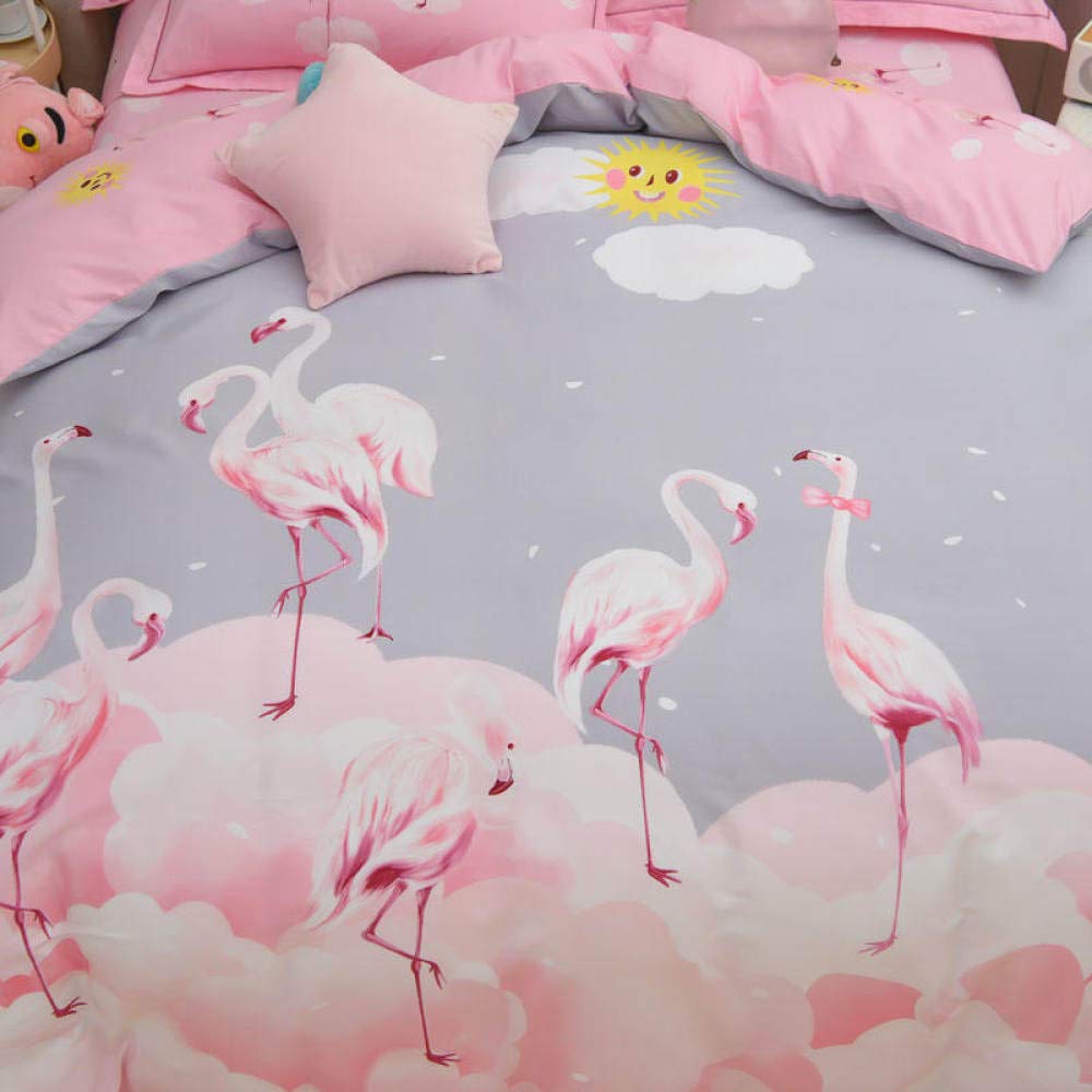 フラミンゴ ベッドカバー4点セット Amazon｜Pink Love Bird s フラミンゴベッドセット コットン ラージ