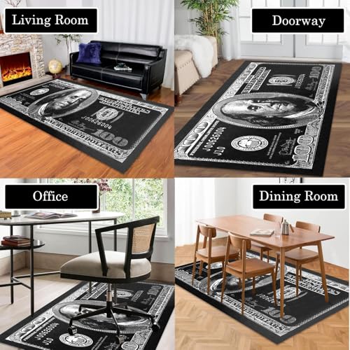 Tapete decorativo moderno 4x6 pies negro y blanco miniatura 5