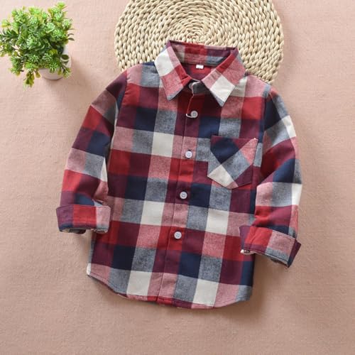 Little Boys Girls Button Down Plaid Shirts Kids Baby Long Sleeve Flannel Collar Dress Shirt Vintage Casual Streetwear Outfit3