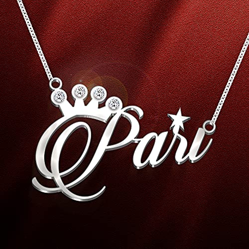 Image of Pari Cursive Gold & Silver Name Pendant Necklace, Best Jewelry Gift for Girls.