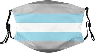 Demiboy Pride Flag LGBTQ Face Mask Washable Reusable Adults Breathable with 2 Filters Black