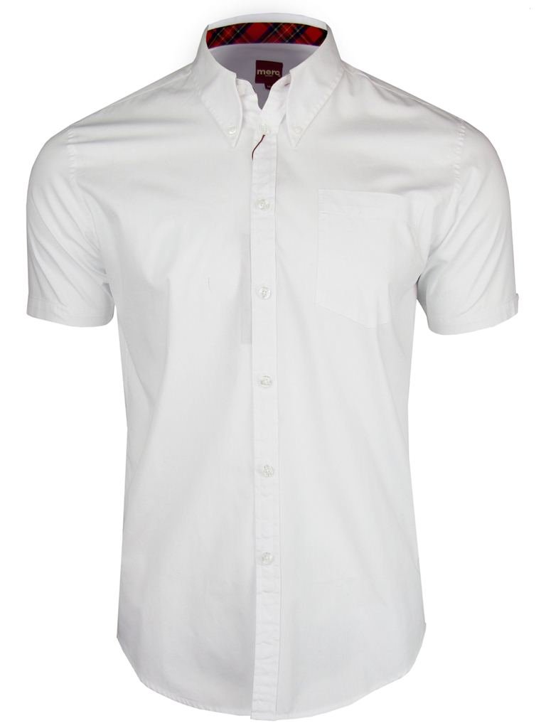 Merc Men's White Of London Regular Fit Button Down Short Sleeve Dress Shirt, XX-Large