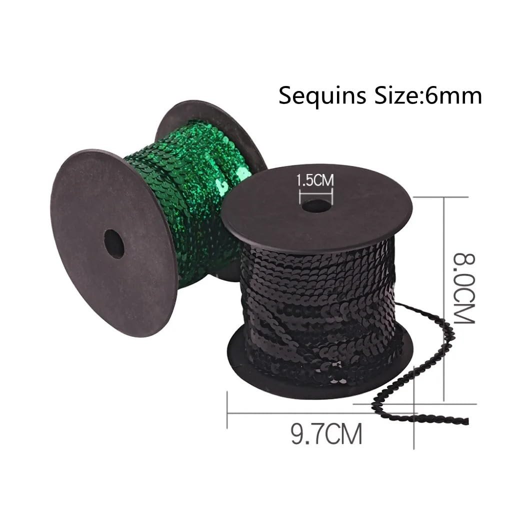 Lamówki cekinowe do szycia Cekinowa luźna okrągła wstążka z cekinami 6 mm, wiele rozmiarów(Red,100Yards)