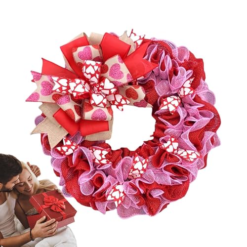 Corona de Corazón de San Valentín | Decoración del Hogar con,Corona de 40 cm para Pared para Interior | para Interior y Exterior Dormitorio Sala de Estar Oficina Boda Fiesta Ventana Cocina Días