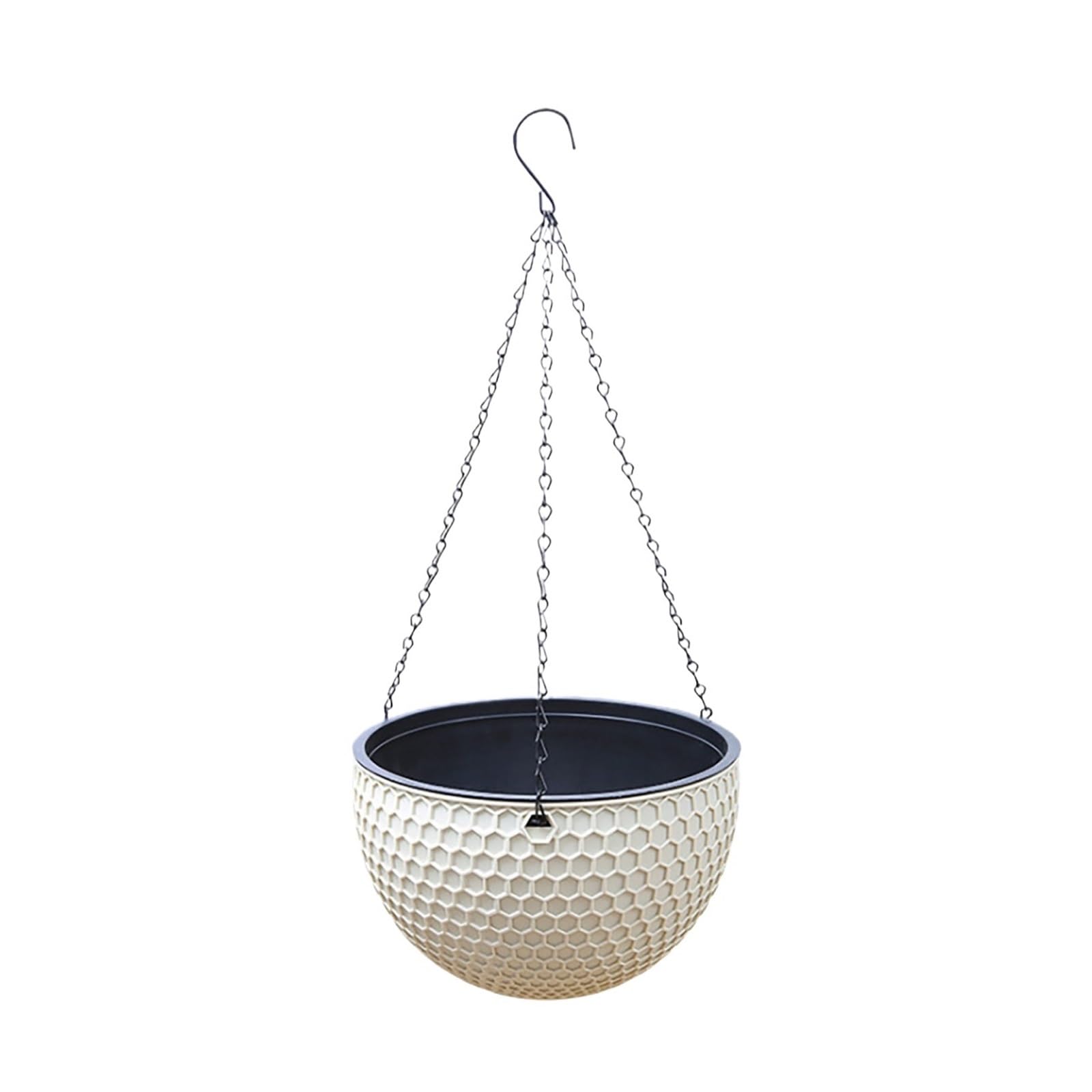 FJSNGPSBQPC Hanging Basket Planter Round Gardening, Plastic Brown Pot Comes With Drainer And Chain Flowers(Beige)