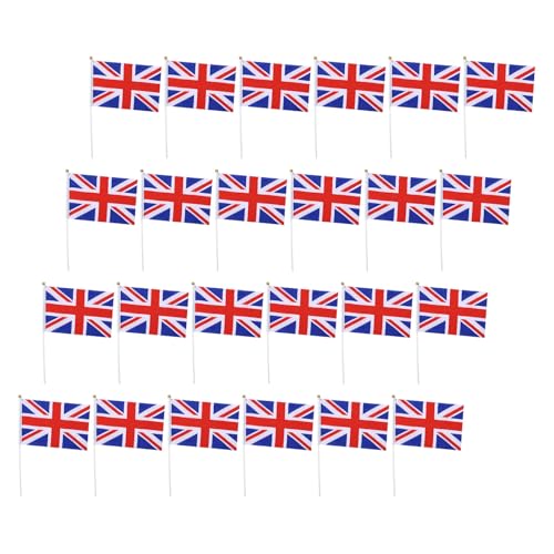 WEKADRIN 40 pièces Lot de Petits Drapeaux Britanniques à Bâtontenu Main Décorations Polyvalentes pour Événements Sportifs Anniversaires et Célébrations Nationales Compacte