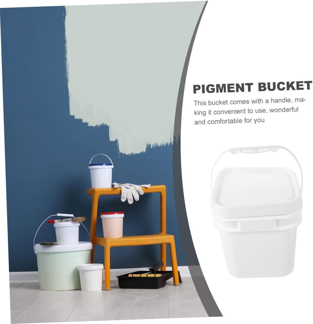 Garneck 2pcs Square Paint Bucket Handle and Lid Pp Plastic Bucket for Oil Paint Storage