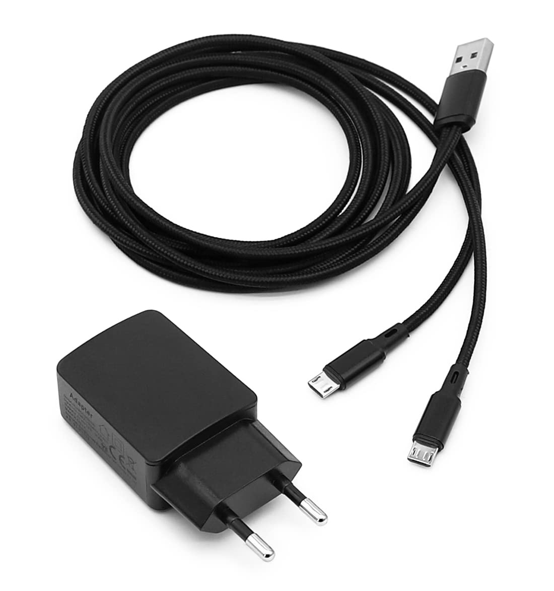Y-Câble Adaptateur de Charge Chargeur USB Compatible avec Motorola Radio T62 T72 T82 Extreme T92 H2O XT185 Talkie Walkie PMPN4152AR Double Micro USB Line Connecteur PSU (Adaptateur EU)