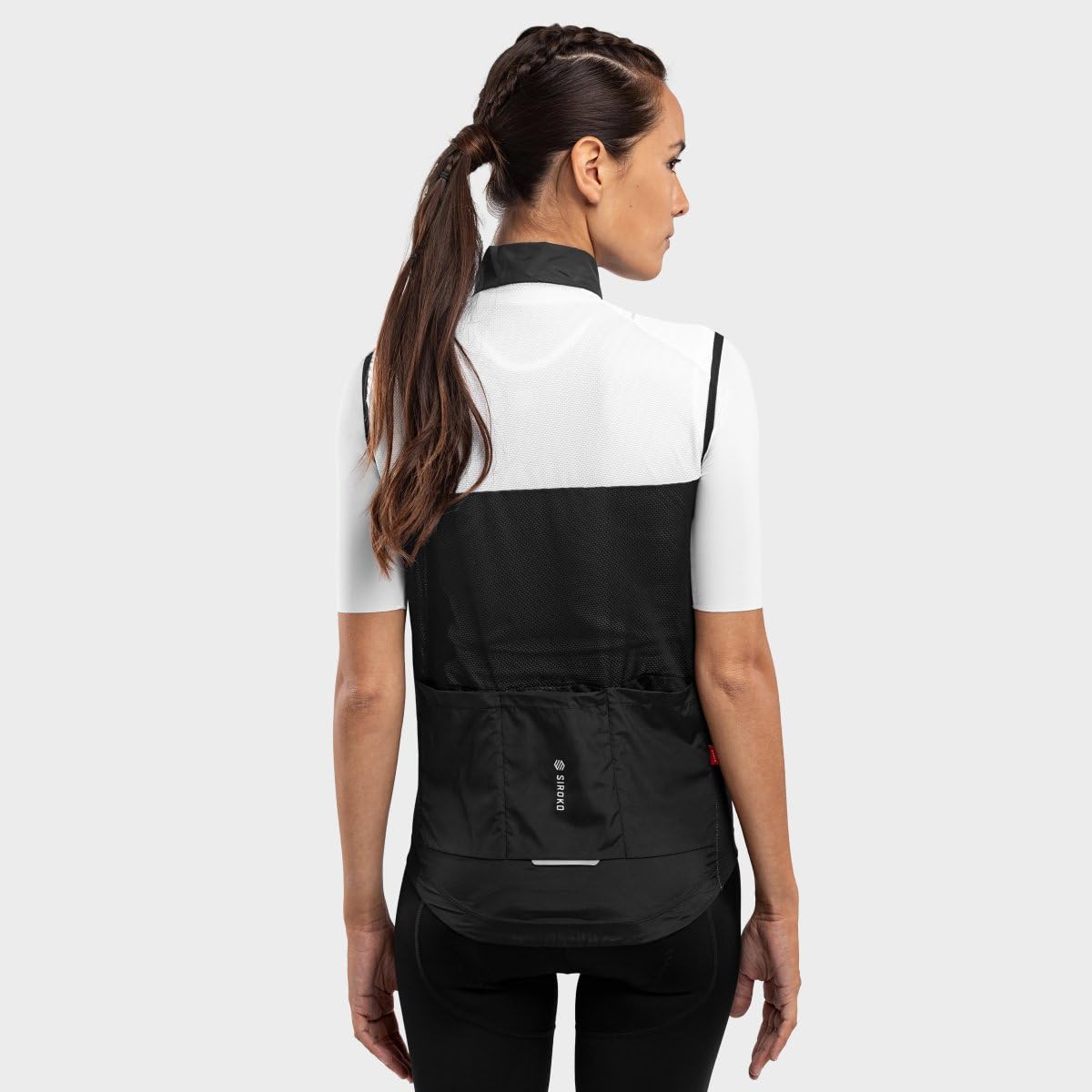 SIROKO - Gilet Antivento da Ciclismo da Donna V1-W Copenhagen - XL - Nero/Bianco