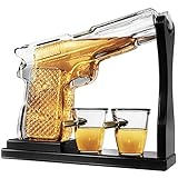 Pistol Gun Whiskey Decanter Bottle with Bullet Shot glasses. Liquor Decanter set for Vodka, Scotch,...