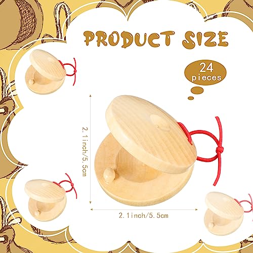 image for Boao 24 Pcs Castanets Wooden Musical Instrument Baby Castanet Hand Fin