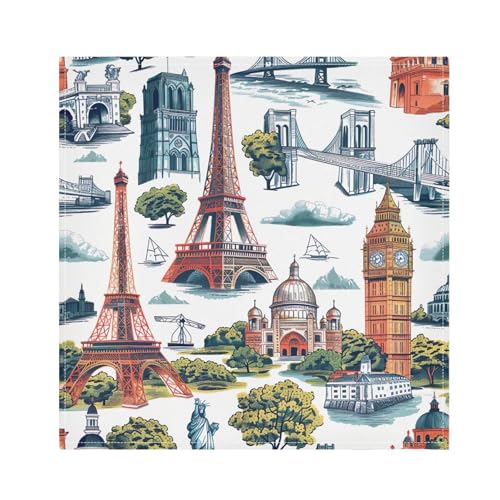 Servilletas de Tela Qilmy con Estampado The World Landmarks x6 miniatura 1