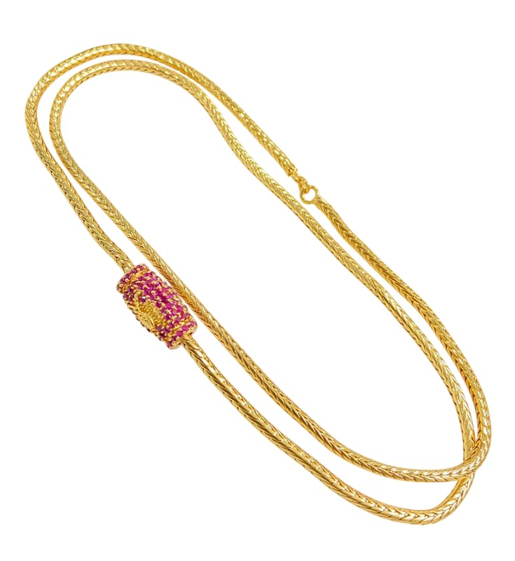 Chain for Women & Girls (Attached Moph) | Micro Gold | Ethnic Jewelry for Women | Traditional, Wedding & Celebration Wear DamruStyle4 Ruby