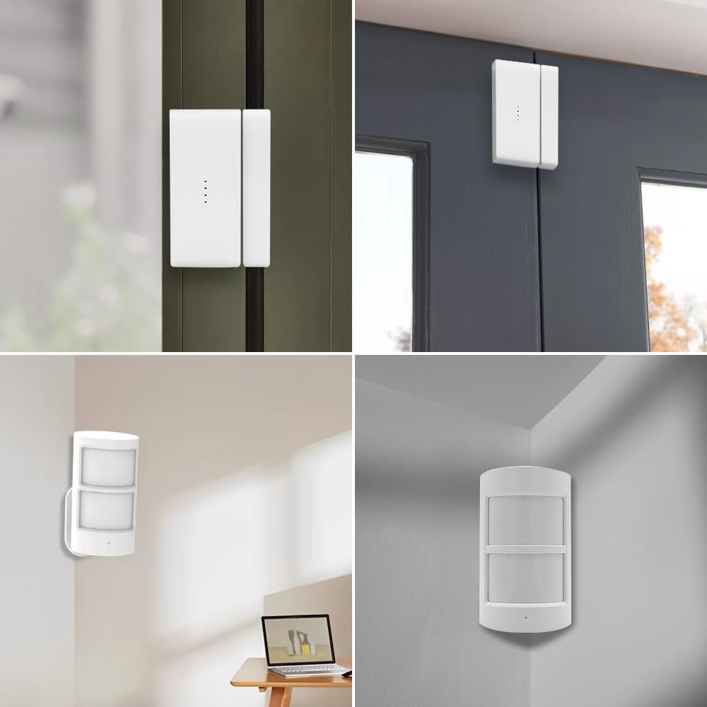 Sistema di allarme WiFi senza fili, rilevatori di movimento e di apertura, controllo app - sirena di allarme, telecomando - per casa, ufficio, negozio