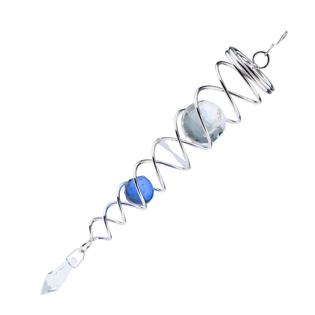 VMS INDIA 7.5Crystal Spiral Twister Wind Twister Spinner for Indoor Outdoor Use Blue-image-10