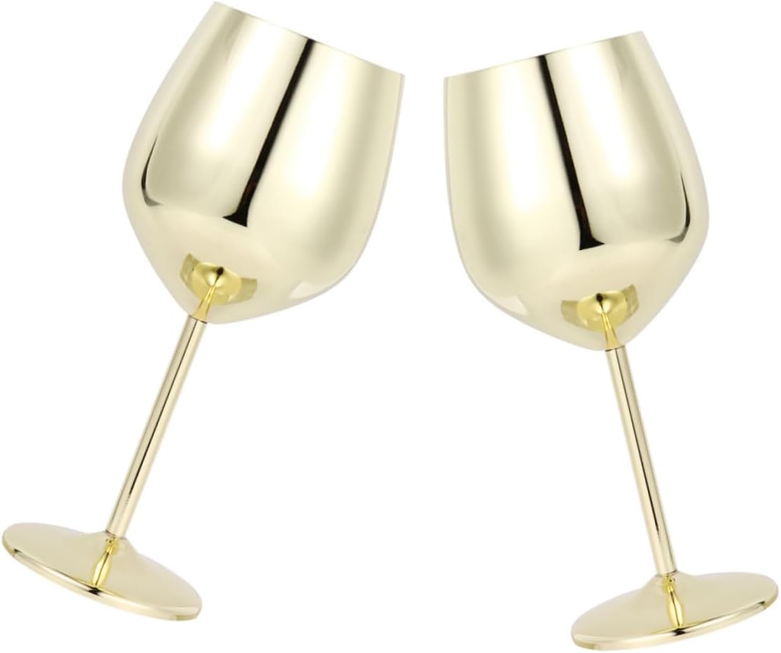 Zerodeko 2pcs Stainless Steel Wine Goblets Shatterproof Cocktail Cups for Home Bars Weddings Anniversaries Material Moderate Capacity for Wine Beverages