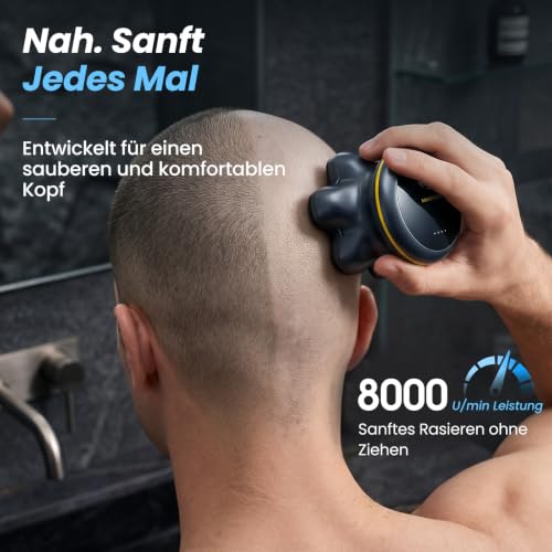 Glatzen Rasierer Herren, MAXGROOM Kopfrasierer Glatze Wasserdicht Akku 800 – Ansicht 3