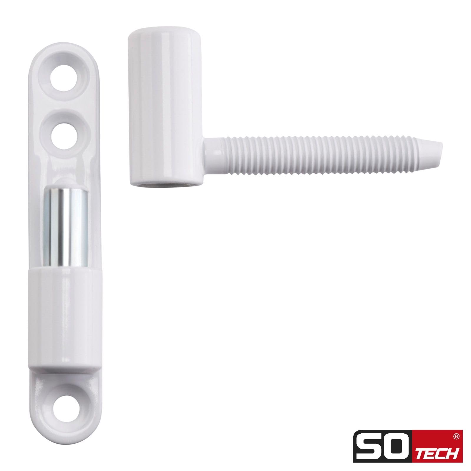 SOTECH 10 piezas Bisagras para puertas Bisagra para taladrar 15 x 83 mm con espiga M8 x 47 mm Bisagra para atornillar Bisagra para puertas interiores para atornillar/taladrar (acero blanco)