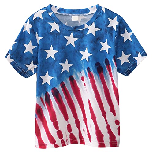 DDSOL Kids Boys T-Shirts American Flag Shirts 4th of July Toddler Short Sleeve Patriotic Tops Tees Clothes 7 Years