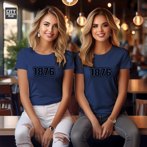 T-shirt marine femme 1876 en coton haut de gamme - 5