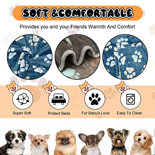 Image of 1 Pack 3 Blankets for Dogs, Dog Blankets for Large Dogs, Medium Dog Blanket Super Soft Fluffy Premium Fleece Pet Blanket Flannel Throw for Dog Puppy Cat Paw Blanket, Blue 2+Gray 1,20x30inch