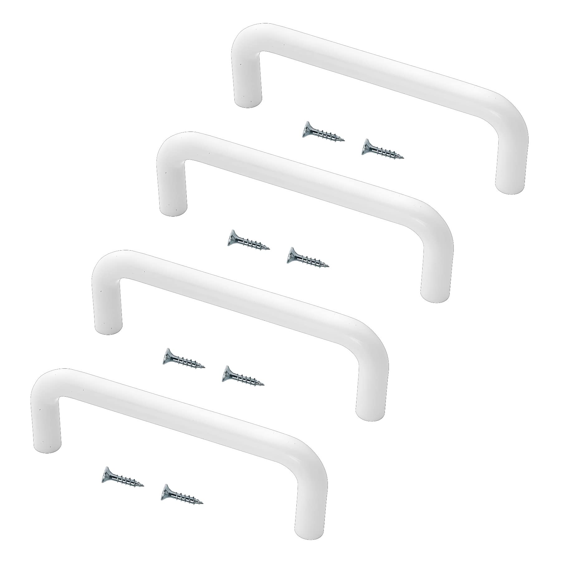 TERF® Round Section Back Fix Pull Handle 100mm (4 inch) White Plastic Including Fixing Screw for Kitchen Cupboard Cabinet Drawer Wardrobe Door Pull Handle - Pack of 4