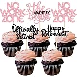 Photo Gallery 24 decorazioni per cupcake con scritta "happy retirement", ufficialmente in pensione, senza zona di lavoro, adventure begins, decorazione per feste di compleanno, colore: rosa e nero Photo Gallery 24 decorazioni per cupcake con scritta "happy retirement", ufficialmente in pensione, senza zona di lavoro, adventure begins, decorazione per feste di compleanno, colore: rosa e nero