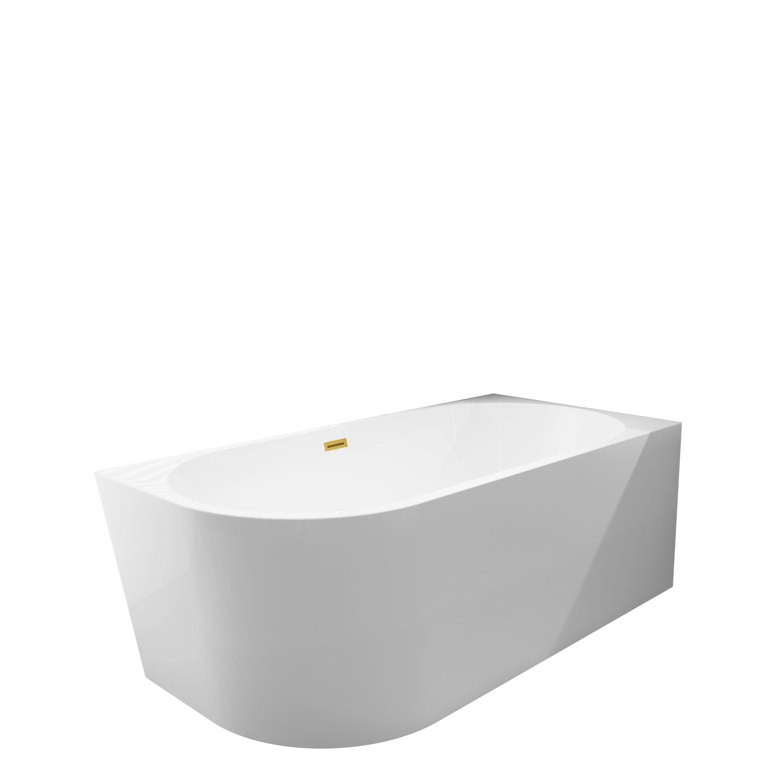 Balneo - Freistehende Badewanne - Eckbadewanne AVOLA - Acryl mit Stahlgestell - 6 Stabilisatorfüße - Überlauf und Klickverschluss - Modernes Design - rechts - Gold spiegeln - 170x80cm