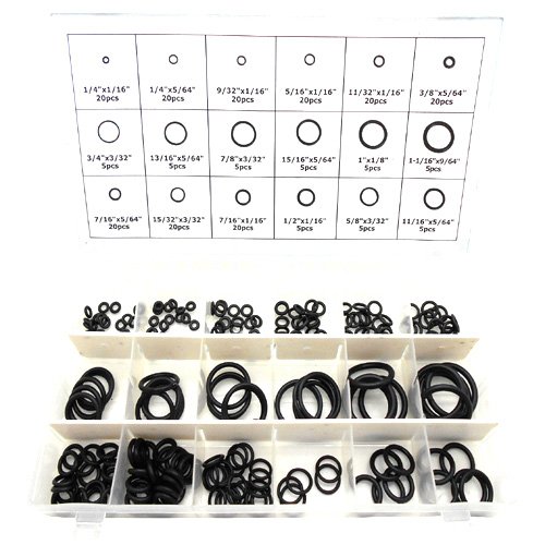 Simply Silver - 225pc O-Ring Rubber Assortment SAE Kit Tools Hydraulics Air Gas HVAC