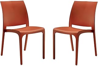 Liberoshopping Silla apilable de polipropileno moderna para interiores y exteriores para jardín, bar, cocina, modelo Volga (color rojo, 2 sillas)