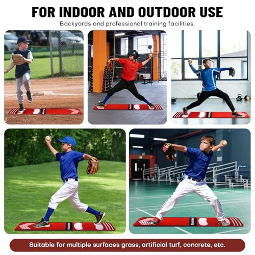 Rolitwils Softball Pitching Mat for Baseball Pitching Trainer - Wear Resistant Non-Slip Baseball Hitting Mat for Young Pitching Trainer Practice - 54 x 12 inches Portable Thicker - Thumbnail 7