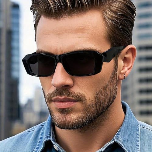 1pc Men's Retro Oversized Rectangular Sunglasses