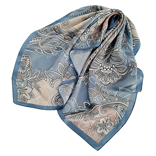 Silk Small Square Scarf Female Spring and Autumn All-Match Blue Mulberry Silk Scarf Decoration (Color : A, Size : One Size)