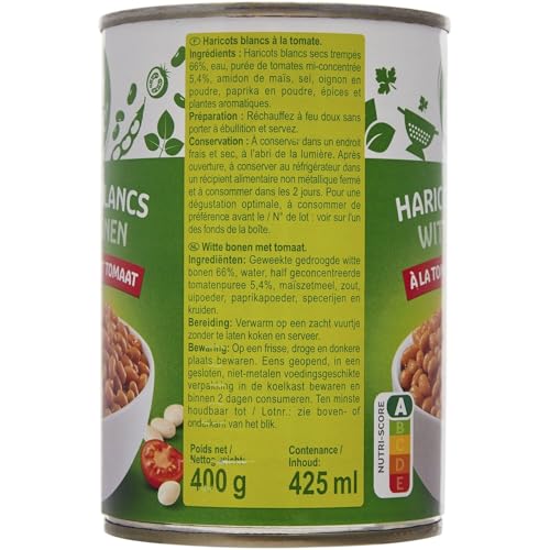 Haricots blancs à la tomate CARREFOUR CLASSIC format familial 4 boîtes de 265g