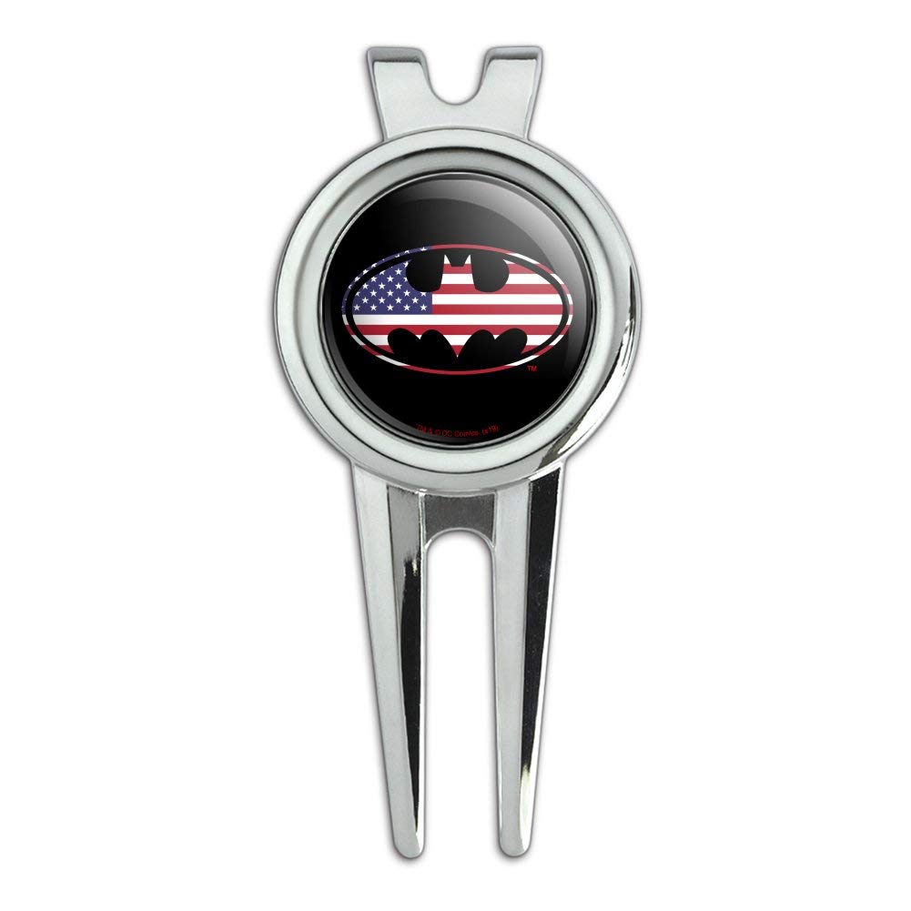 GRAPHICS & MORE Batman USA American Flag Shield Logo Golf Divot Repair Tool and Ball Marker