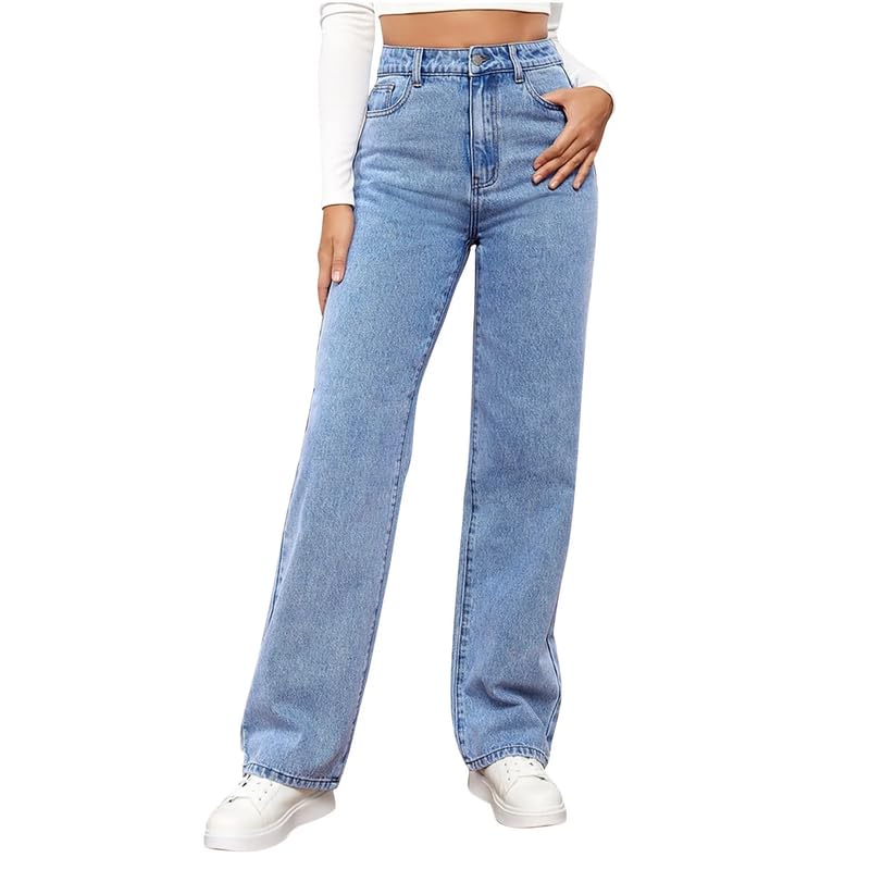 HIGHTEN Women’s Straight Fit Jeans High Rise Comfortable Stretch Denim Pants HIGHTEN Women’s Straight Fit Jeans High Rise Comfortable Stretch Denim Pants