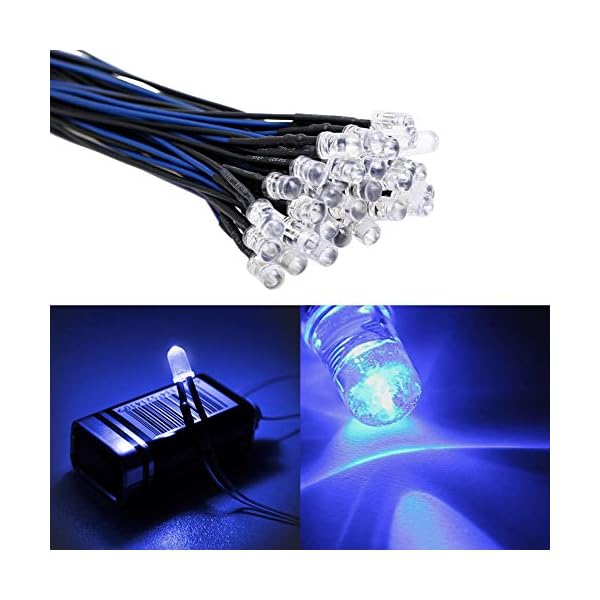 YIXISI 100 Stücke Vorverdrahtete LED, Dioden Licht, 12V Vorverdrahtetes Licht, 5mm LEDs, 20cm Vorverdrahtetes Licht… – Bild 6