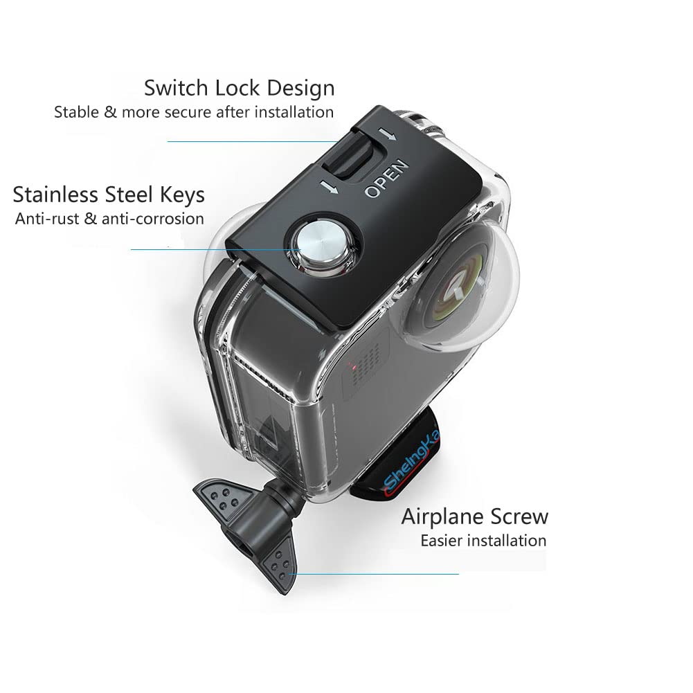 Cuifati profondità 20 m Custodia Protettiva Regolabile con Tocco Impermeabile Custodia Protettiva Accessorio da Immersione per Panorama Action Camera Antiossidazione PC AntiGraffio +
