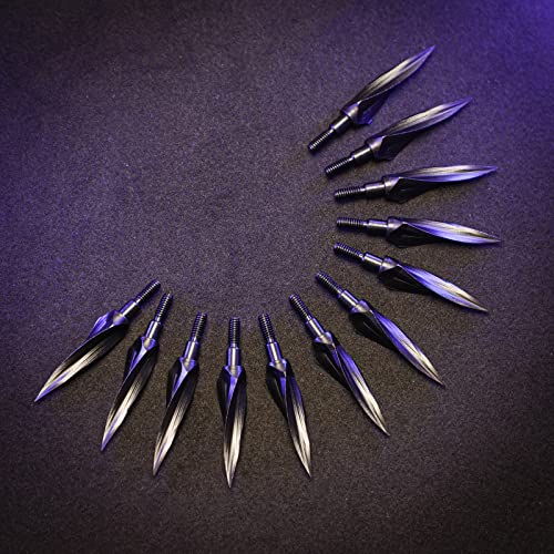 Simpotek Hunting Arrow Heads, 12 Pieces Archery Steel Broadheads 125 Grain Screw-In Spiral Arrow Head Arrow Tips With Storage Case For Outdoor Hunting And Target, Black #TOP4