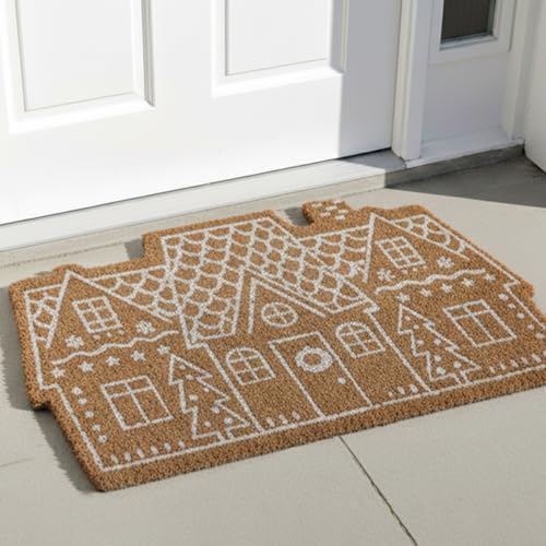 Image of HOKIPO 40x70 cm Natural Coir Door Mat for Entrance, House Shape Design, Cottage House (IN-1058)