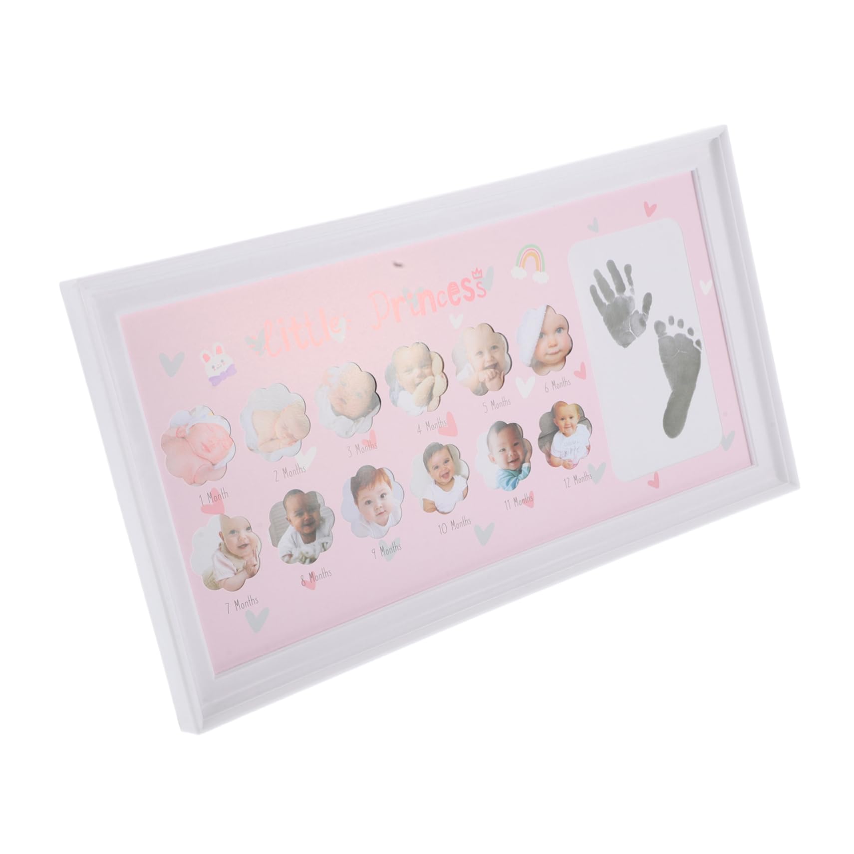 PRETYZOOM Monthly Milestone Photo Frame Handprint Kit Baby First Year Keepsake Home Decor for Boys and Girls
