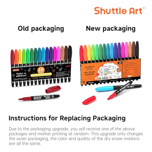 Image of Shuttle Art Dry Erase Markers, 16 Colors Whiteboard Markers,Fine Tip Dry Erase Markers for Kids,Perfect For Writing on Whiteboards, Dry-Erase Boards,Mirrors,Calender, School Office Supplies